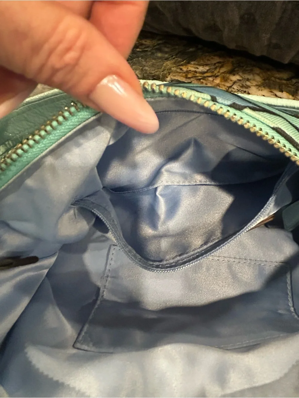 Coach Y2K Light-Blue and Black Poppy 3D Op Art Groovy Shoulder Bag
